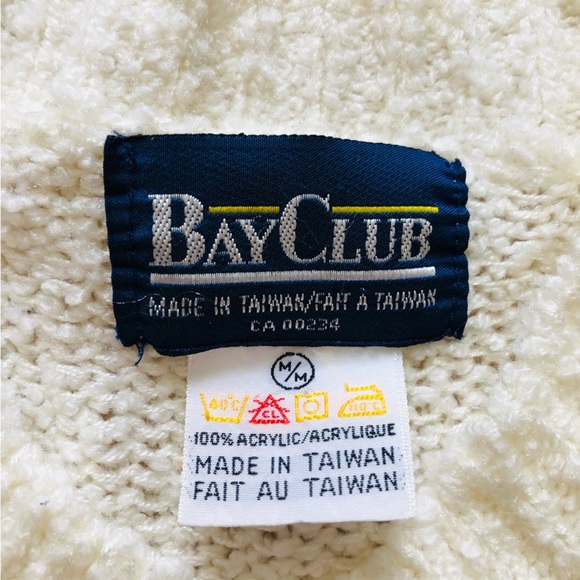 Vintage Bay Club Cream Boucle Oversized Cardigan Size M - Picture 7 of 10